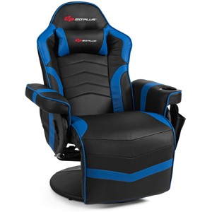 Costway Massage Gaming Recliner Reclining Racing Chair Swivel BlackGrayBlueRed Pink - 1 of 4