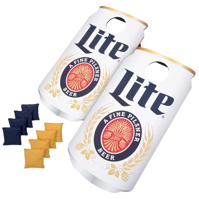 Toy Time Miller Lite Beer Can Cornhole Bean Bag Toss Wooden Outdoor Game