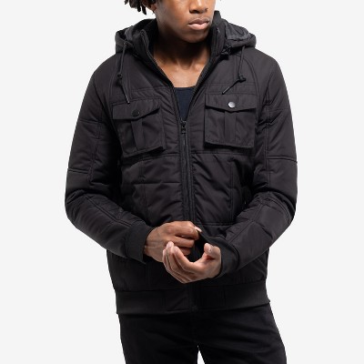 X RAY Hooded Puffer Jacket With Patch Chest Pockets in BLACK Size L — фото 3