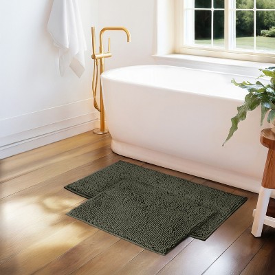 Soft Absorbent Chenille Bath Mat Rug with Anti-Skid Rubber Backing - Becky Cameron