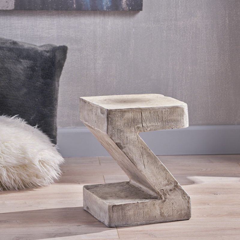 HOMLUX Light Gray Concrete Side Table - Modern Art-Inspired Accent for Living Spaces - Light Gray, 3 of 7