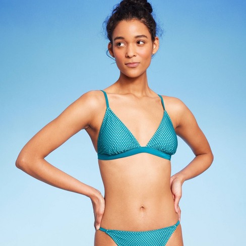 Women's Crochet Overlay Triangle Bikini Top - Wild Fable™ Blue : Target