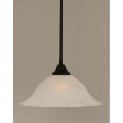 Toltec Lighting Any 1 - Light Pendant in  Matte Black with 16" White Marble  Shade