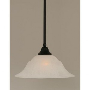 Toltec Lighting Any 1 - Light Pendant in  Matte Black with 16" White Marble  Shade - 1 of 1