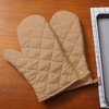 Home Mart Goods Beige Heat Resistant Thick Soft Quilted Lining Kitchen Oven Glove Mitts - 2 of 4