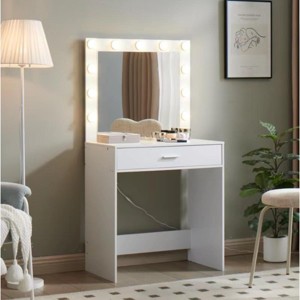 KTMBDW Makeup Vanity Desk with Mirror and Lights, Small Vanity with Storage Drawer, White Vanity with LED 3 Lighting Modes for Bedroom - 1 of 4