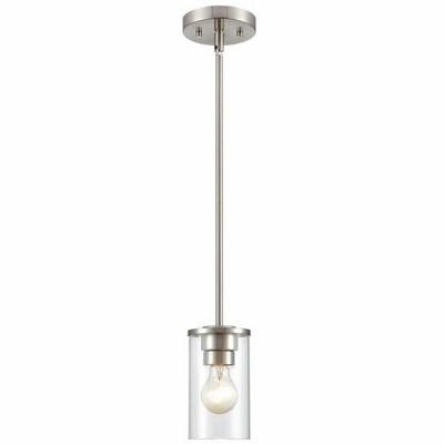 Brushed Nickel Glass 1-Light Pendant