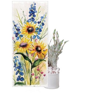 HomeRoots 36" White Yellow Blue And Green White Solid Wood Sunflowers Porch Sign - 1 of 4