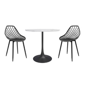 3pc Kurv Dining Set White Faux Marble/Black - Jamesdar - 1 of 4