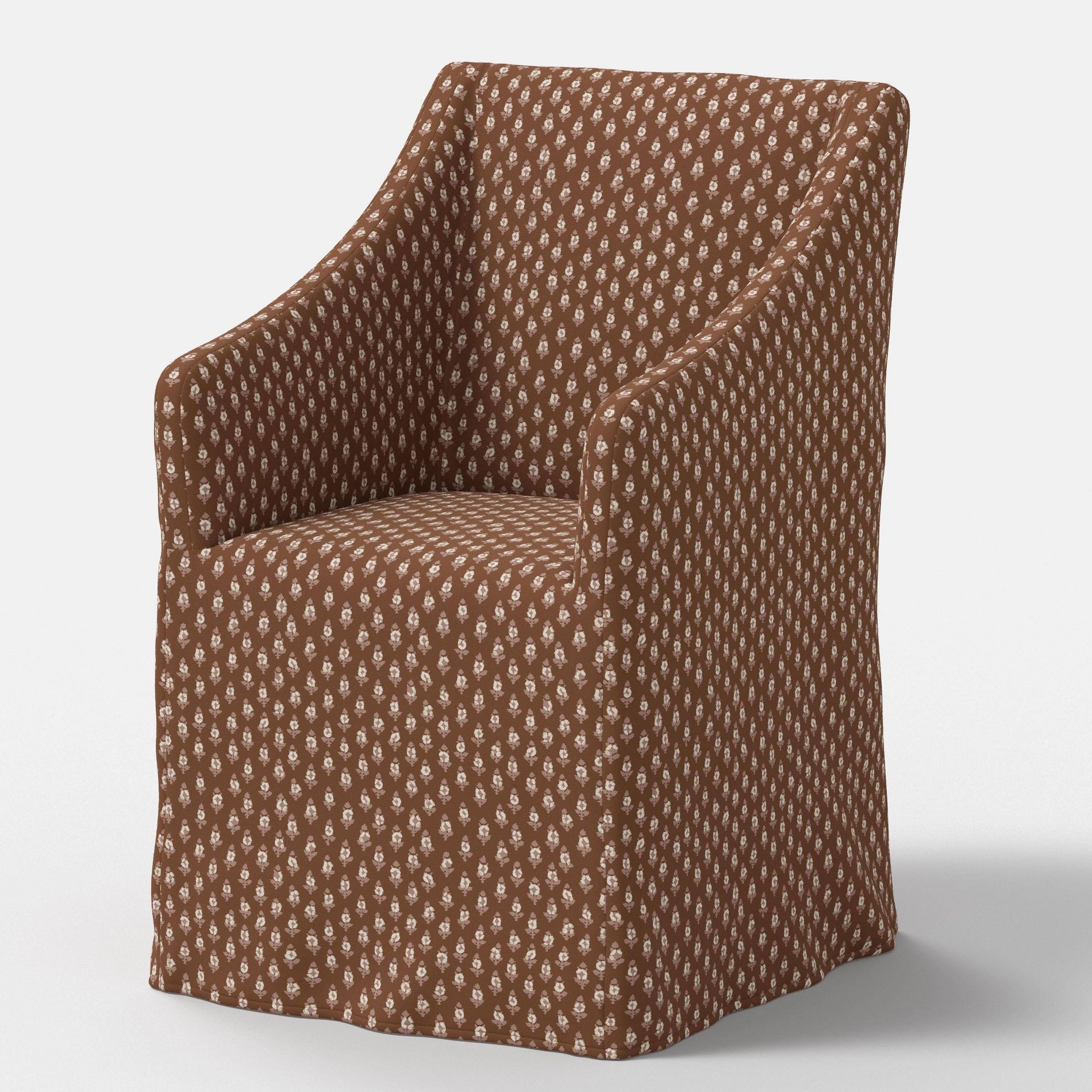 Replacement Slipcover Only for Sloped Arm Dining Chair Bagru Block Brown - Threshold™