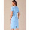 Allegra K Women's Work Business Round Neck Tweed Trim Short Sleeve Sheath Dress - 3 of 4