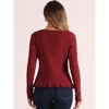 Allegra K Women's Long Sleeve Buttons Stretchy Ruffle V Neck Sweater Cardigan - 3 of 4