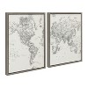 Kate and Laurel Sylvie Vintage Black and White World Map Framed Canvas Set by The Creative Bunch Studio, 2 Piece 18x24, Gray - 2 of 4