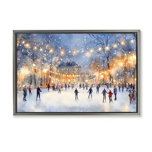 Stupell Industries Ice Skating Under The Lights Floating Frame Canvas Art - 1 of 4