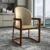 LeisureMod Svelta Leather Dining Chair – Upholstered Mid-Century Modern Accent Arm Chair with Rubberwood Legs for Kitchen or Dining Room Set of 4 - 3 of 4