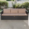 Barton 3 Person Madison Sofa Set Sectional w/Cushions Outdoor Patio Wicker - 2 of 4