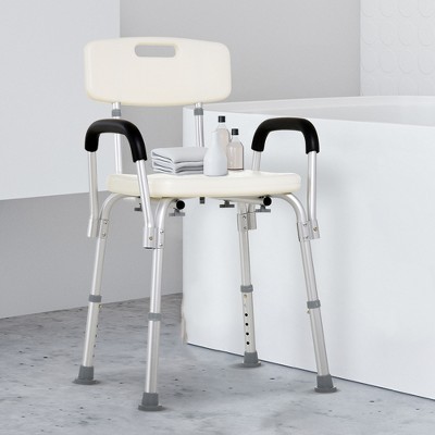 Vynxaria Adjustable Shower Chair with Removable Armrests - Safe Bathing for Seniors & Disabled