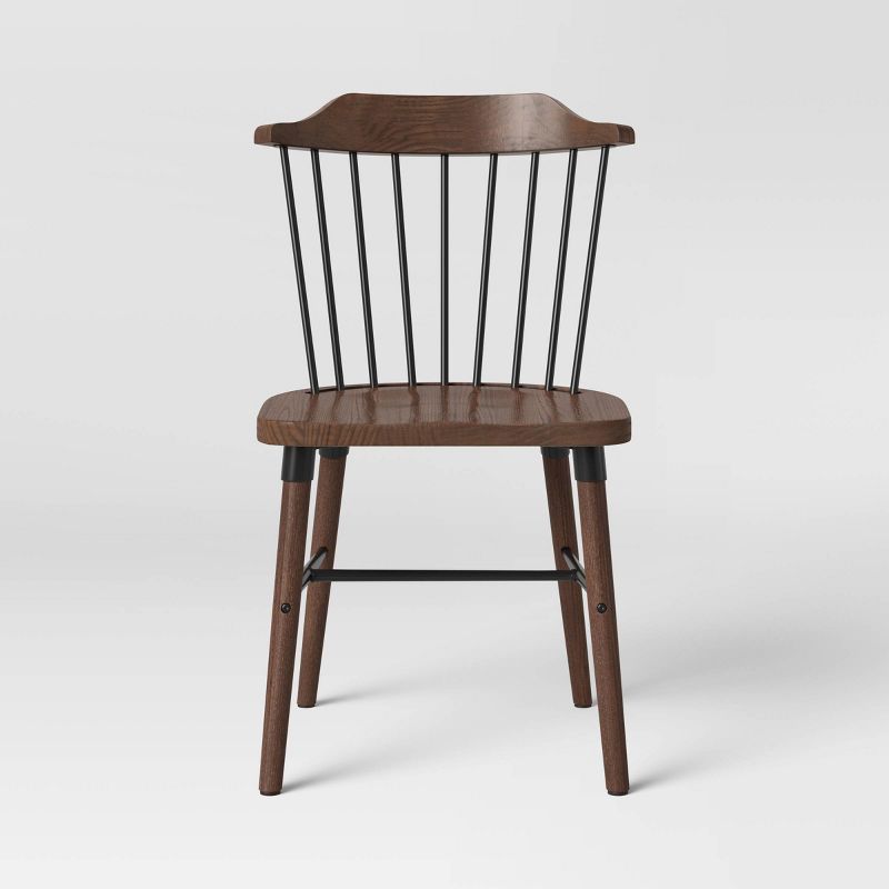 Delway Curved Back Mixed Material Dining Chair Walnut - Threshold&#8482;, 4 of 8
