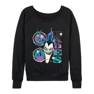 Women's - Disney - Hades Bootleg Lightweight French Terry Wide Neck Long Sleeve Graphic Shirt - 1 of 4