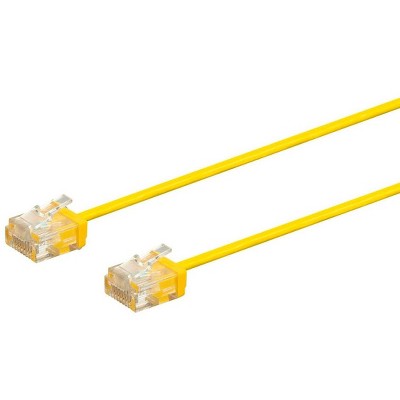 Monoprice Cat6 Ethernet Patch Cable - 1 Feet - Yellow | Stranded, 550MHz, UTP, Pure Bare Copper Wire, 32AWG  - Micro SlimRun Series