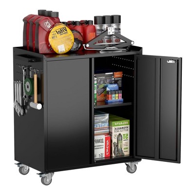 SUXXAN 35" H Metal Garage Storage Cabinet with Wheels and 2 Doors for Garage, Home, Office,Assembly Required