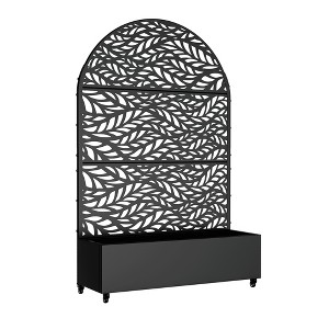 Lirago Metal Planter Box privacy screen Garden Bed with Trellis and Wheels-Black-6 ft. H x 4 ft. W - 1 of 4