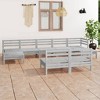 vidaXL Rustic Garden Lounge Set – 9 Pieces, Solid Pinewood, White Patio Furniture Set with 2 Corner Sofas, 5 Middle Sofas and 2 Tables/Footstools - 2 of 4