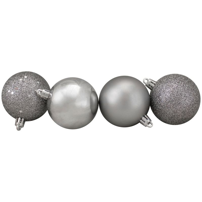 Northlight 60ct Shatterproof 4-Finish Christmas Ball Ornament Set 2.5" - Gray, 3 of 4
