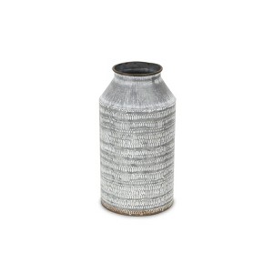 Cheung's Azian White Washed Galvanized Patterned Jug Decor - Small - 1 of 2