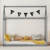 House Bed Frame With Roof, Twin Size Wooden House Bed Floor Beds, Fun Playhouse Bed Frames, For Kids Girls & Boys - 2 of 4