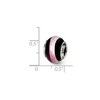 Black Bow Jewelry Sterling Silver, Black and Pink Striped Murano Glass Bead Charm - 2 of 3