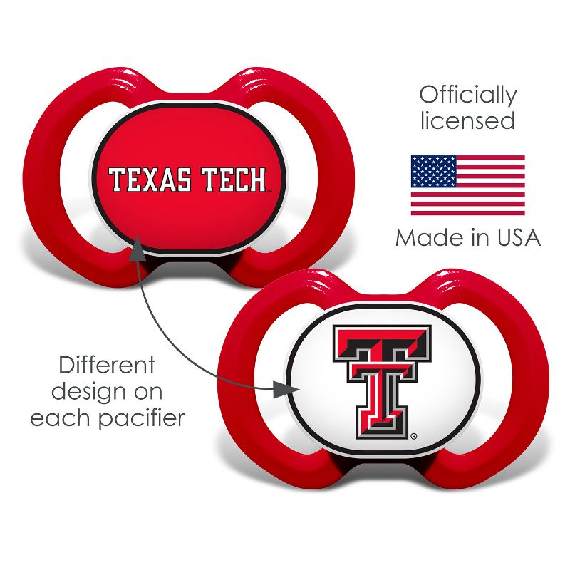 BabyFanatic Officially Licensed Unisex Pacifier 2-Pack - NCAA Texas Tech Red Raiders, 5 of 6