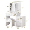 Makeup Vanity Set with Power Outlet, Nightstand, Storage Stool & 3 Lighting Color Adjustable, White - 2 of 4