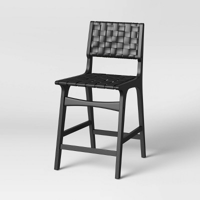 Black woven store bar stools