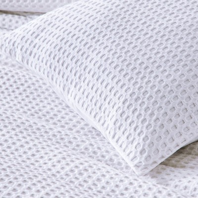 Textured Duvet Cover & Shams | 3 Piece Set Soft 100% Cotton | White Duvet Cover by California Design Den - White Waffle, Oversized King