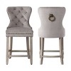 WestinTrends 24" Tufted Upholstered Velvet Bar Stool with Metal Footrest (Set of 2) - 3 of 4