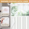 White Tufted Chevron Shower Curtain with Mesh Top, Waterproof, Washable, 71x74 - 3 of 4