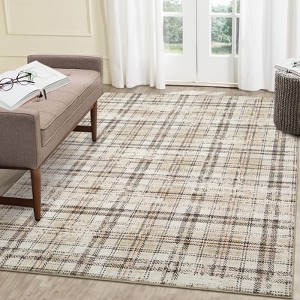 Modern Rug Washable Rug Buffola Plaid Rug for Living Room, Neutral Rug Non Slip, Low Pile Thin Rug, Distressed Soft Rug, Indoor Foldable Printed Rug - 1 of 4
