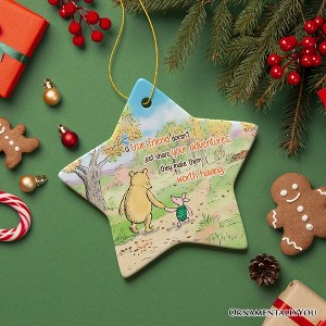 A True Friend Makes Adventures Worthwhile Ornament, Pooh Bear's Heartwarming Quote Christmas Keepsake| OrnamentallyYou - 1 of 4