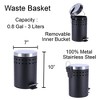 Evideco French Home Goods Round Metal Small Step Trash Can with Lid Waste Bin 3-liters-0.8-gal. - 3 of 4