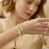 2pcs Gold Chain Link Bracelet, Stainless Steel Crystal Friendship Bracelets Bangle,Watch Band Chains Wristband - 3 of 4