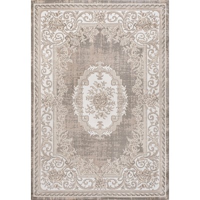 Handmade Reversible Gray/Ivory Medallion Synthetic 3x5 Area Rug
