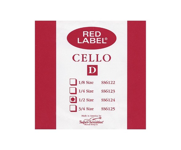 Super Sensitive Red Label Cello D String 1/2