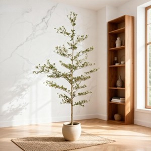 7FT Artificial Olive Tree, Realistic Tall Fake Plant, Refined Creative Design, Indoor Home Decor-- Frevyn - 1 of 4