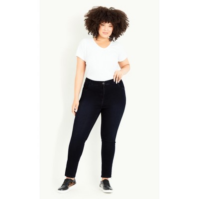 Women's Plus Size Zip Shaper Jean - Dark Wash | Evans : Target