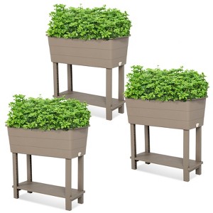 Aoodor  3Pcs Elevated Raised Planter Box with Legs,Storage Space,Plastic Drainage Plug & Water Level Indicator - 1 of 4