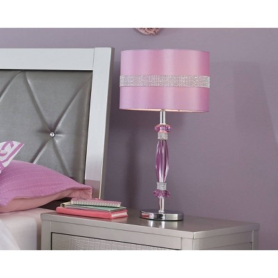 Nyssa 24" Purple and Silver Table Lamp with Rhinestone Accents