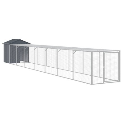 vidaXL Large Chicken Cage with Extended Run - Versatile Outdoor Galvanized Steel Coop for Hens and Small Animals - Anthracite