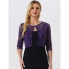 Allegra K Women's Elegant 3/4 Sleeve Sheer Floral Lace Cropped Bolero Shrugs - image 2 of 4