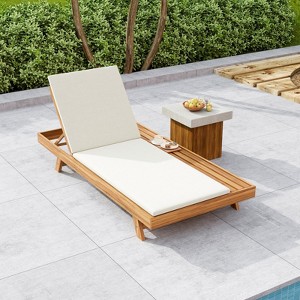 VisioGear Chaise Lounge Chairs, Pool Chairs Lounges with Space On One Side, Beach Recliners with Adjustable Backrest, Cream, 79"*37.75"*34" - 1 of 4